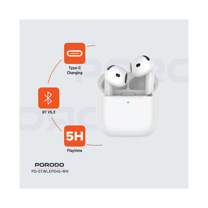 PORODO Soundtec Earbuds 4 with ENC Type C - White
