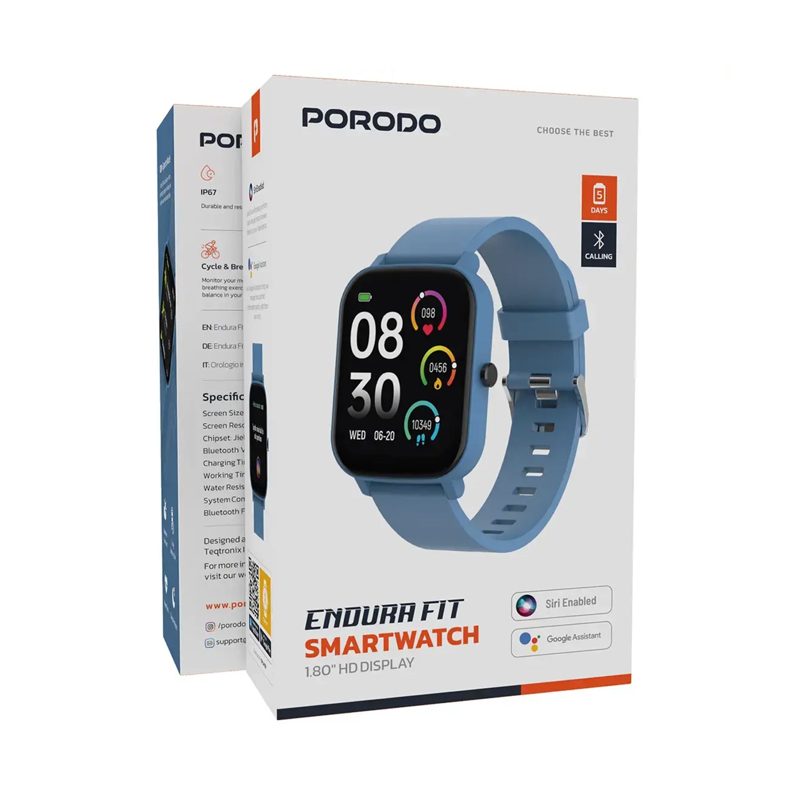 PORODO Active Pro Smart Watch 1.80" HD Display - Blue