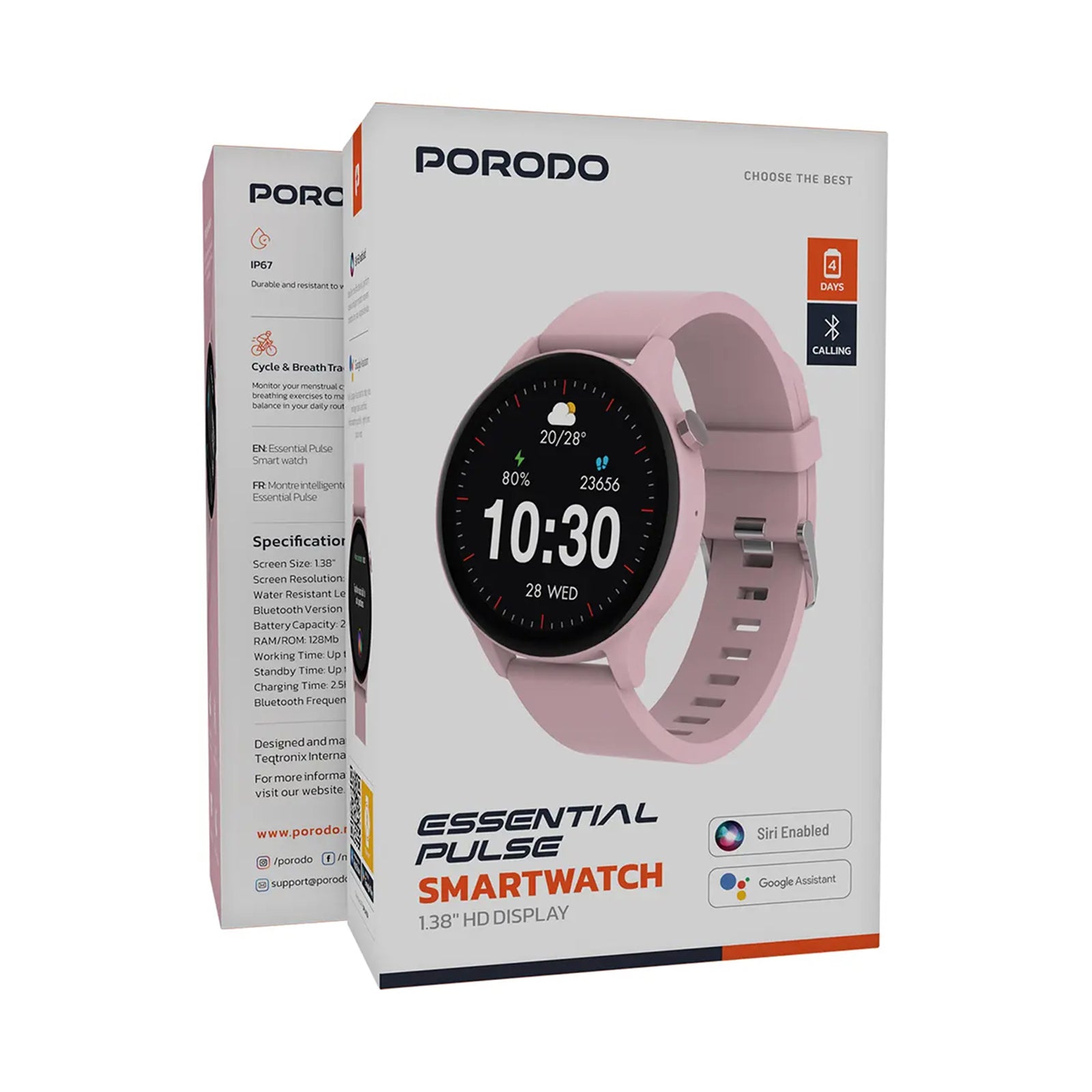 PORODO Essential Pulse SmartWatch 1.38" - Pink