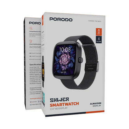PORODO 1.72 HD SmartWatch Aluminium Frame - Black