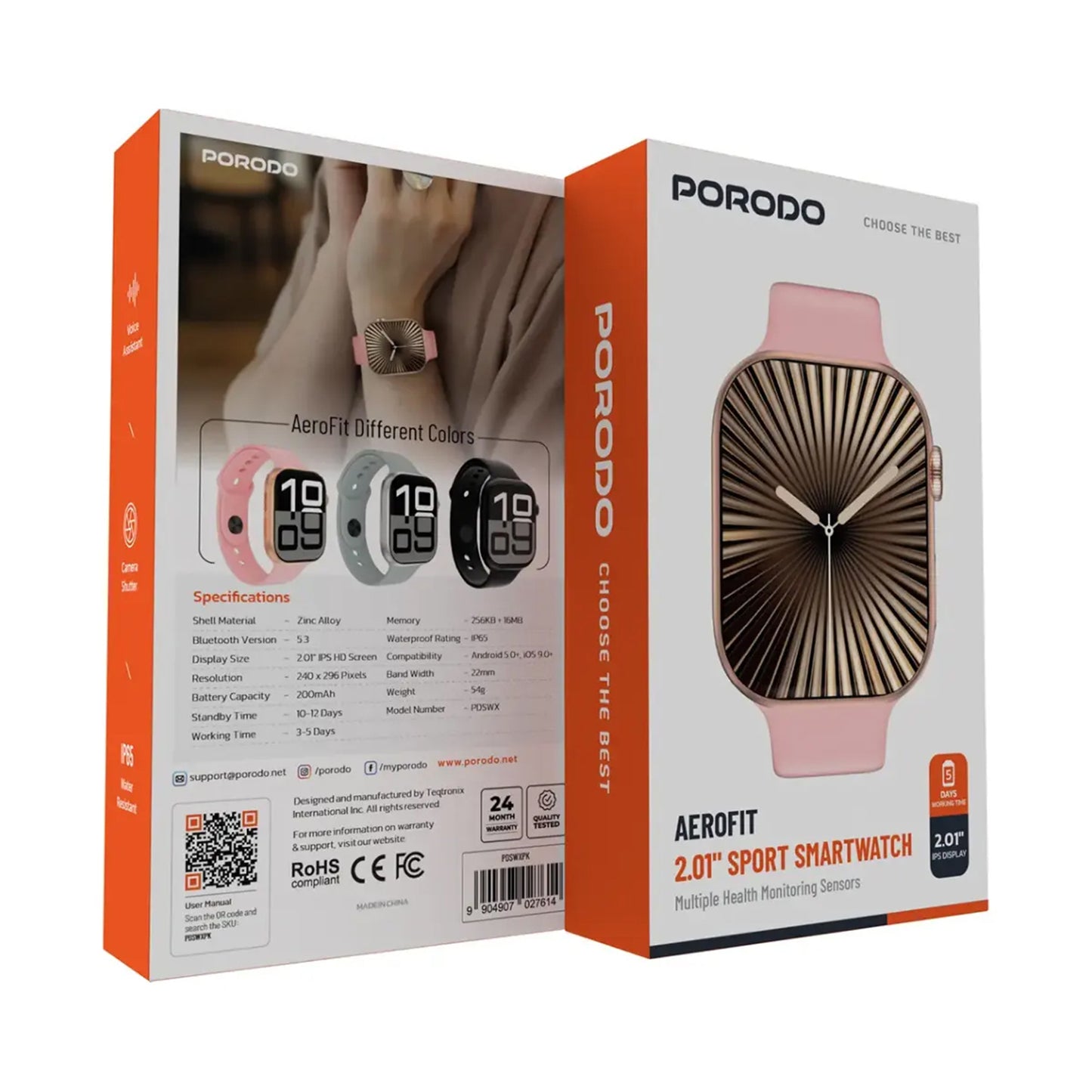 PORODO Aerofit 2.01" Sport Smartwatch - Pink