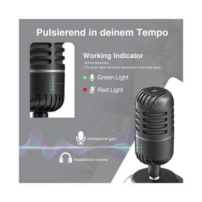 PORODO GAMING BASIC CARDIOID MICROPHONE + FIXED STAND -BLACK