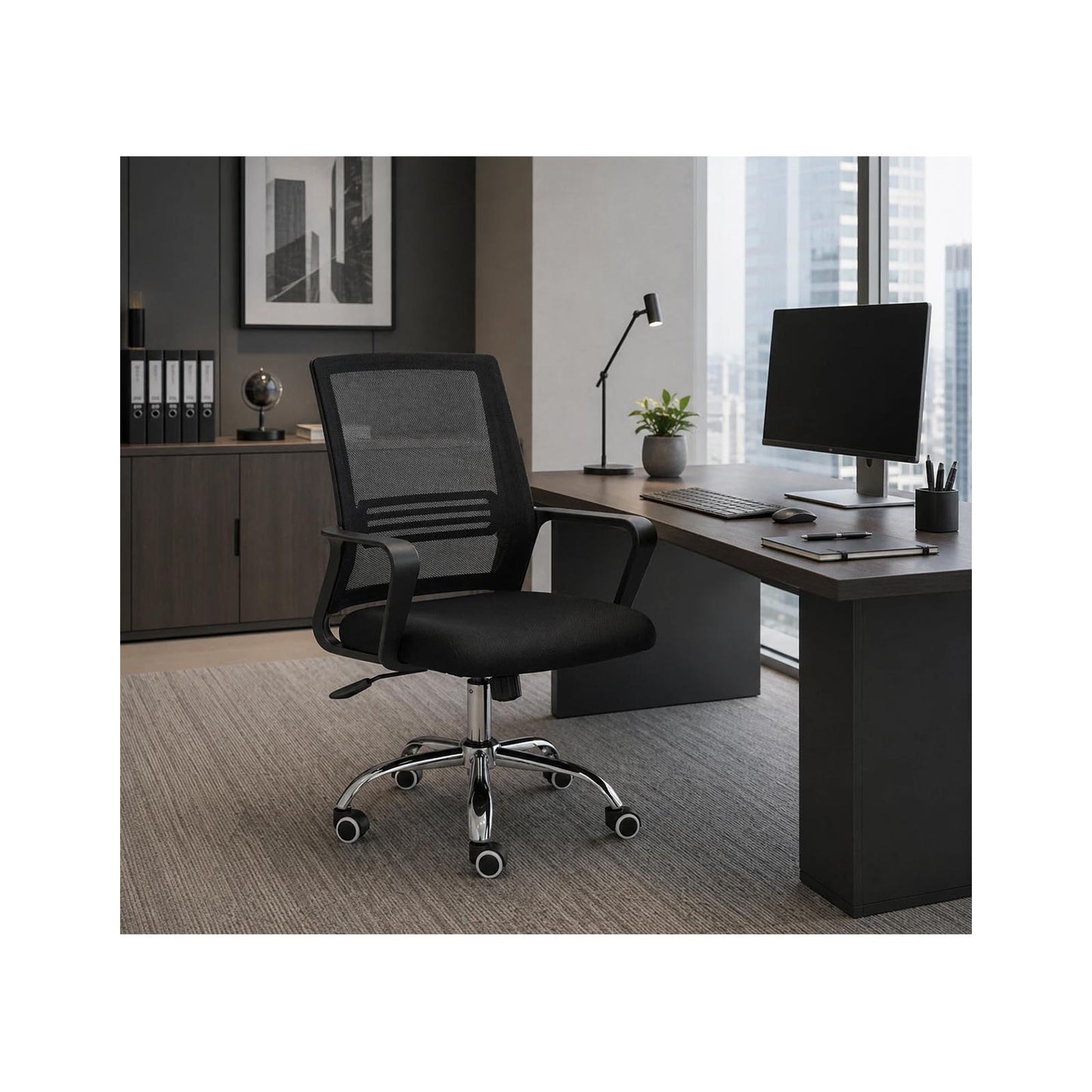 Pikan Black Office Chair With Strong Back Support CHN