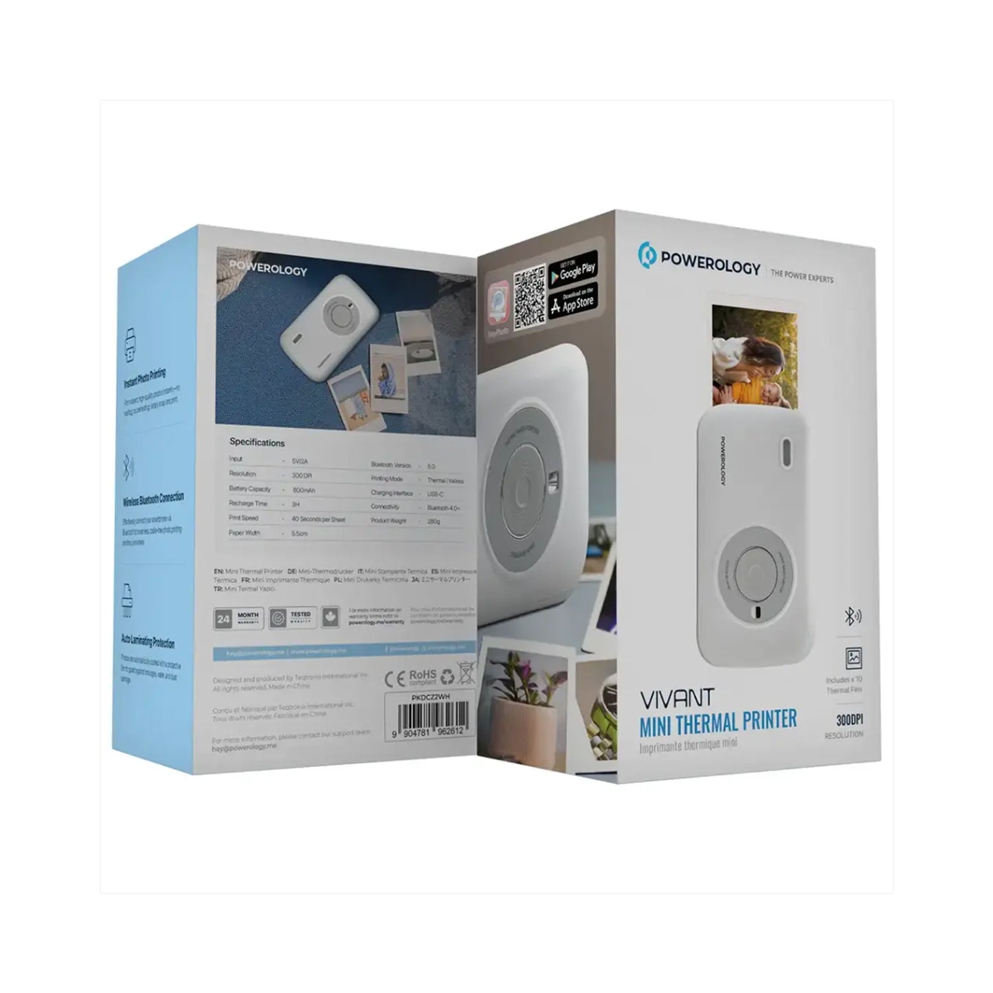 Powerology Vivant 300dpi Instant Photo Printer - White POWEROLOGY