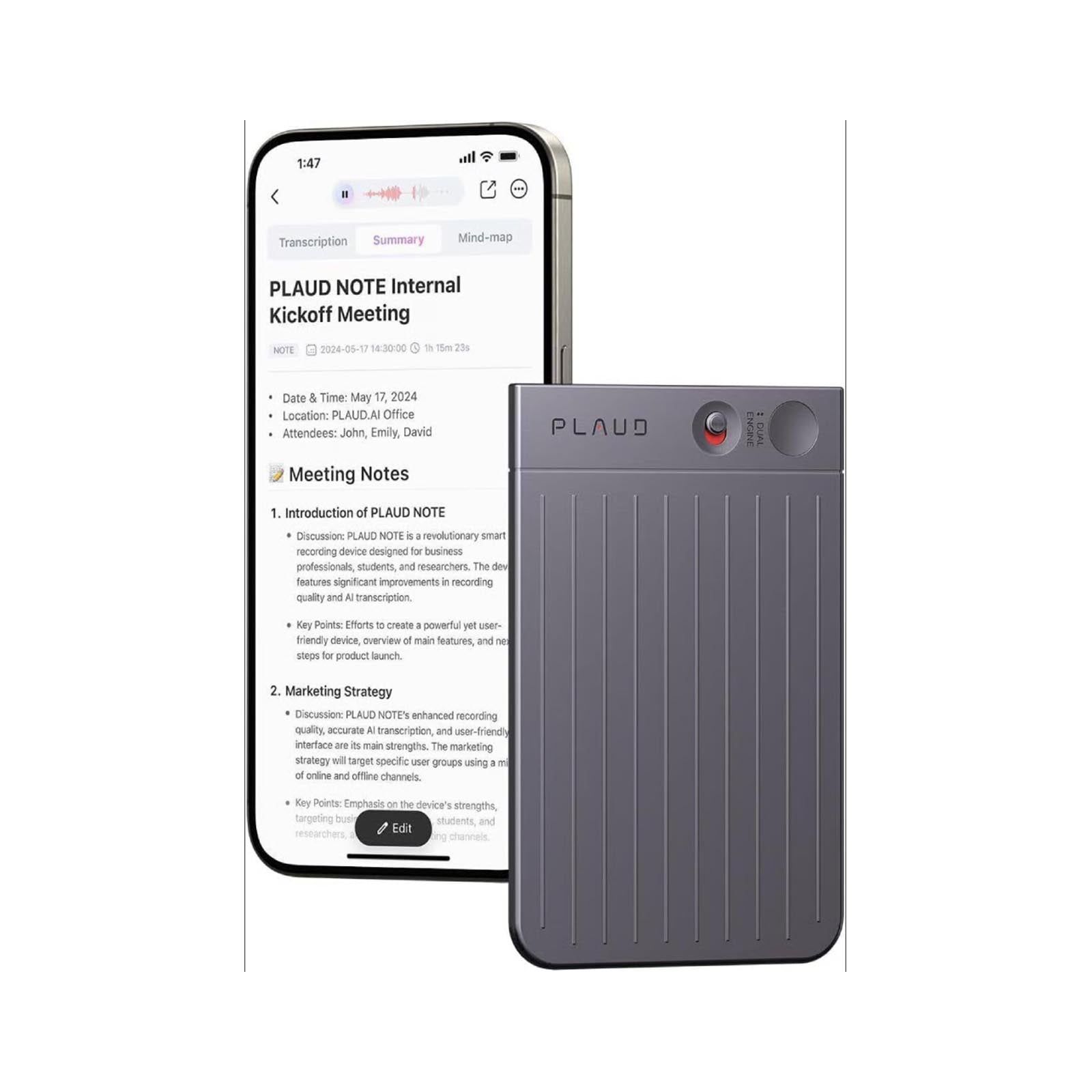 Plaud Note Pro AI Voice Recorder - Black
