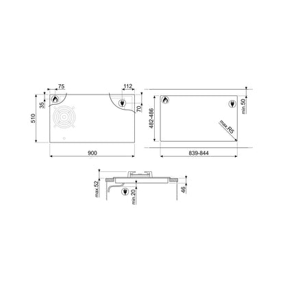 SMEG Hob 90 cm Hybrid Induction + 1 Gas Burner Vitroceramic