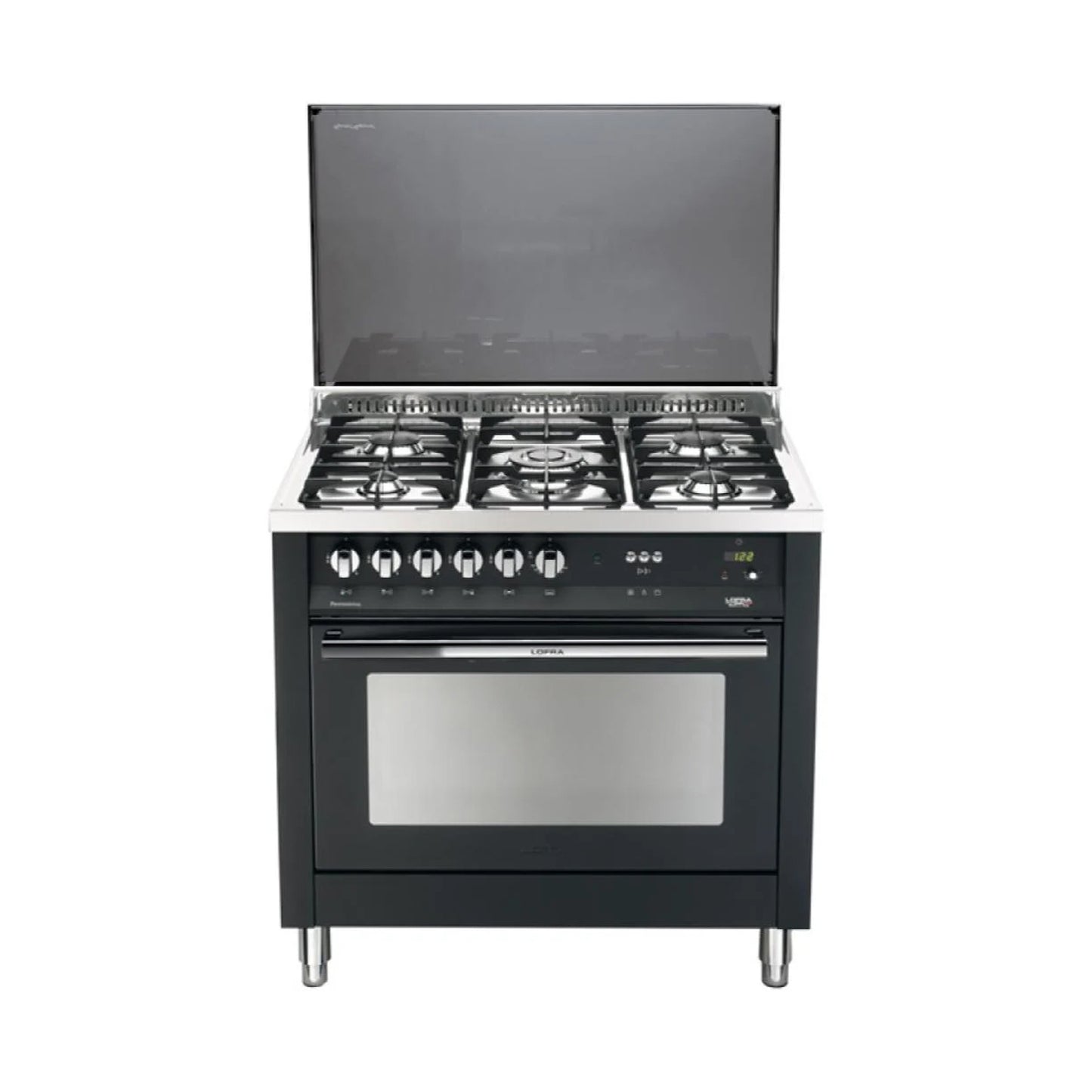 LOFRA Cooker 90 Cm 5 Gas Burners Wide Black Matt