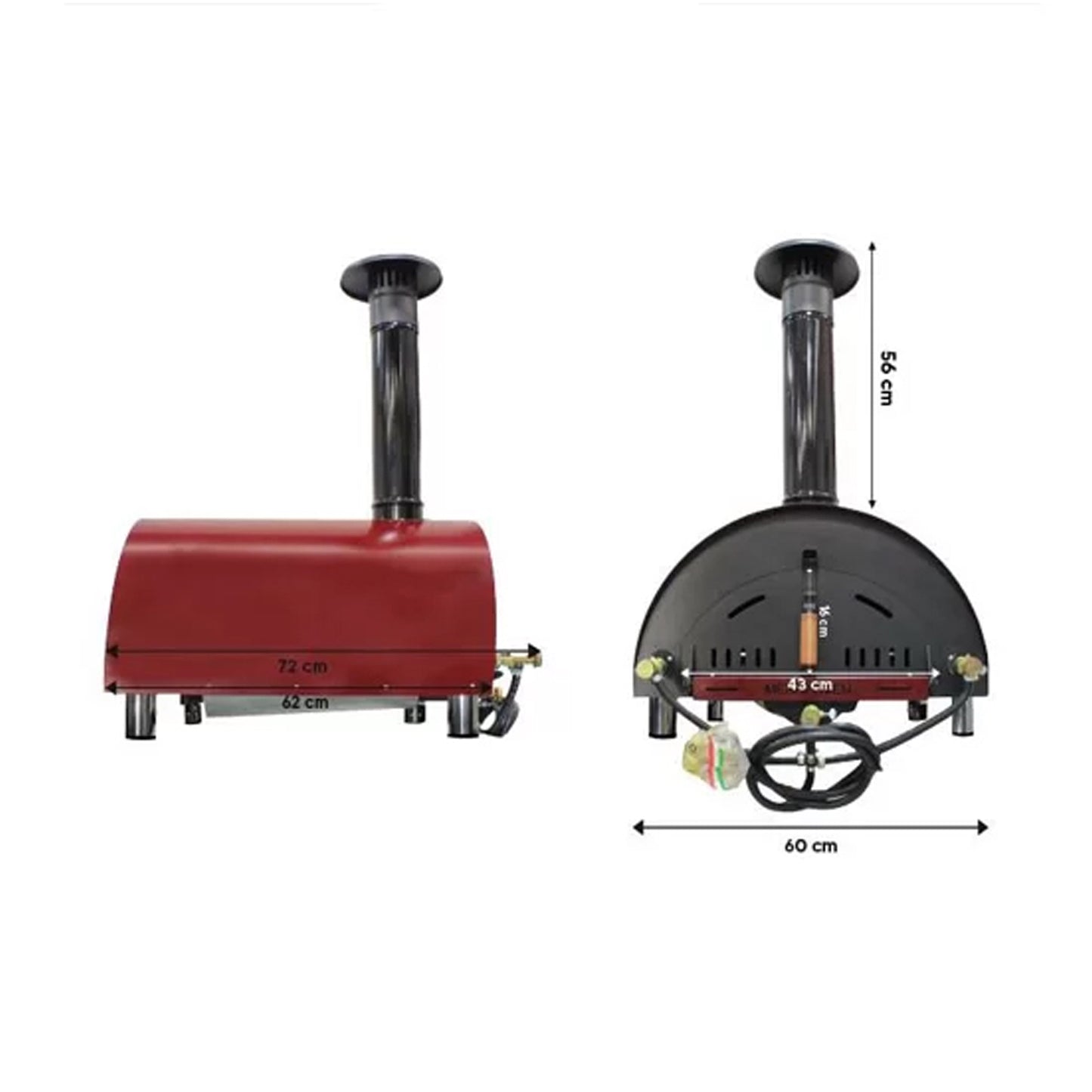 MERHI Oven Fiesta 300 Steel Red ( D:72 CM, W:60 CM, L:103)