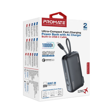 Ultra-compact-Fast Charging Power Bank with USB-C Cable