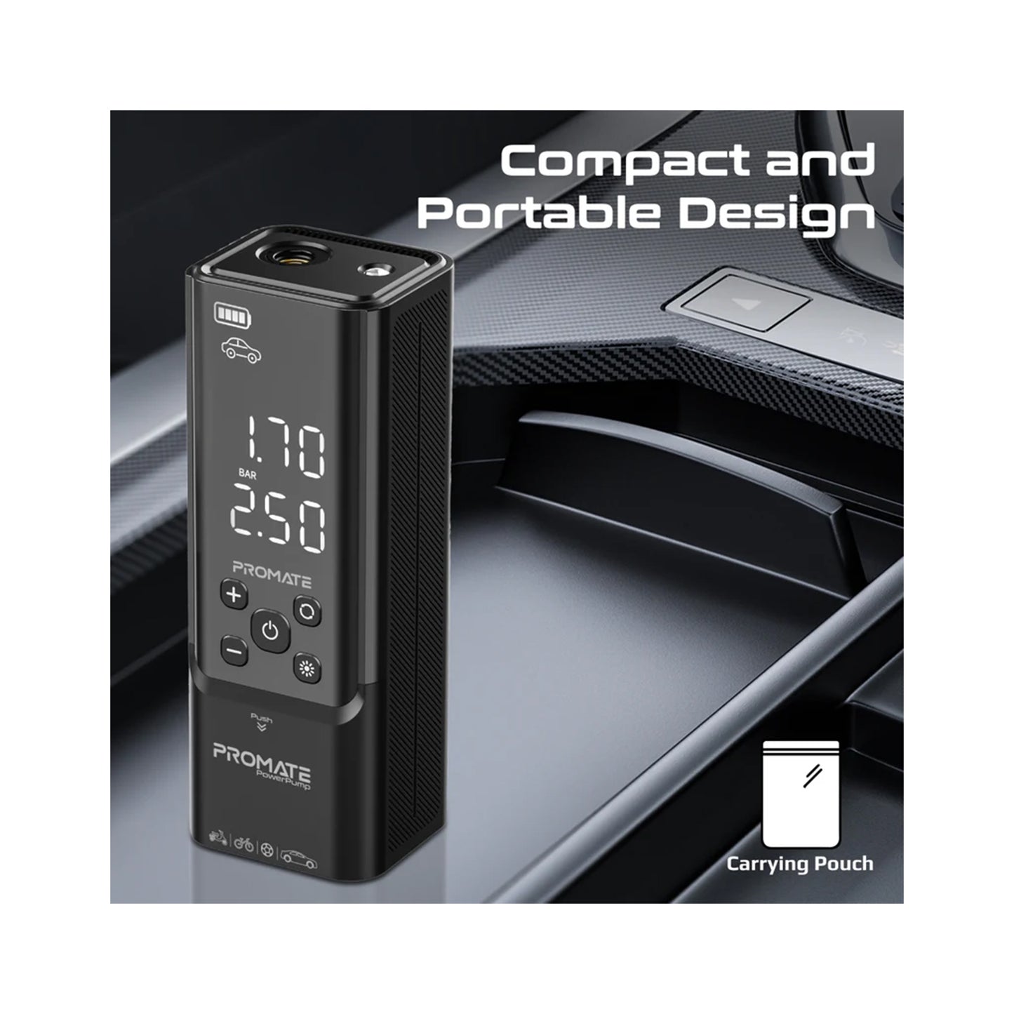 150PSI Portable Air Compressor Power Bank w/ LED Flashlight