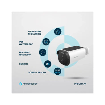 Powerology Outdoor Smart Waterproof 256G Solar Camera POWEROLOGY
