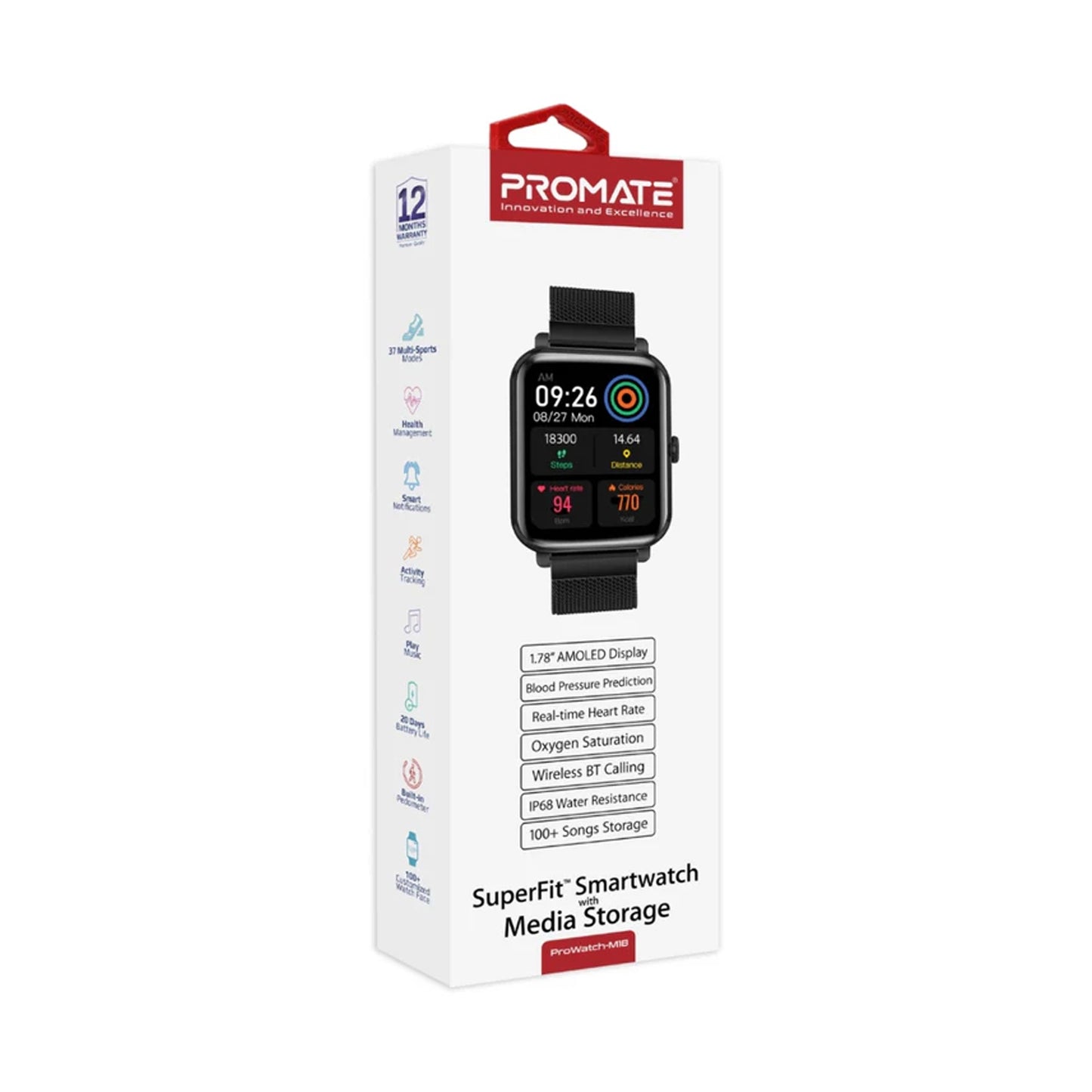 PROMATE SuperFit™ Smartwatch with Media Storage