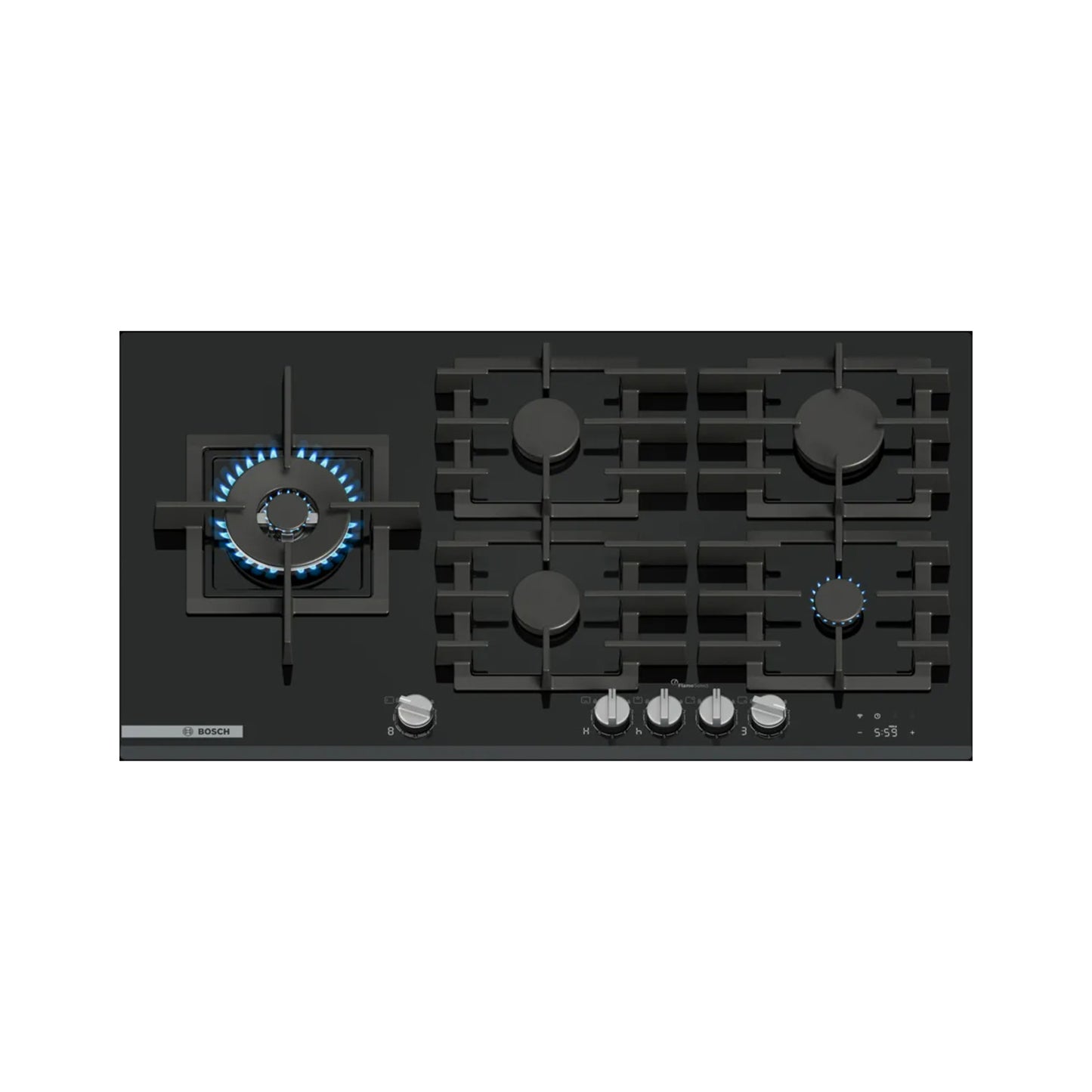 BOSCH Hob 90 cm 5 Gas Burners Safety Vitro Ceramic Black BOSCH