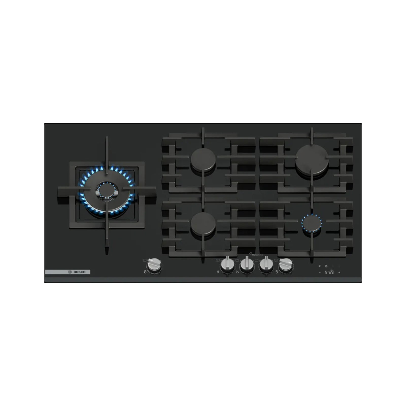 BOSCH Hob 90 cm 5 Gas Burners Safety Vitro Ceramic Black