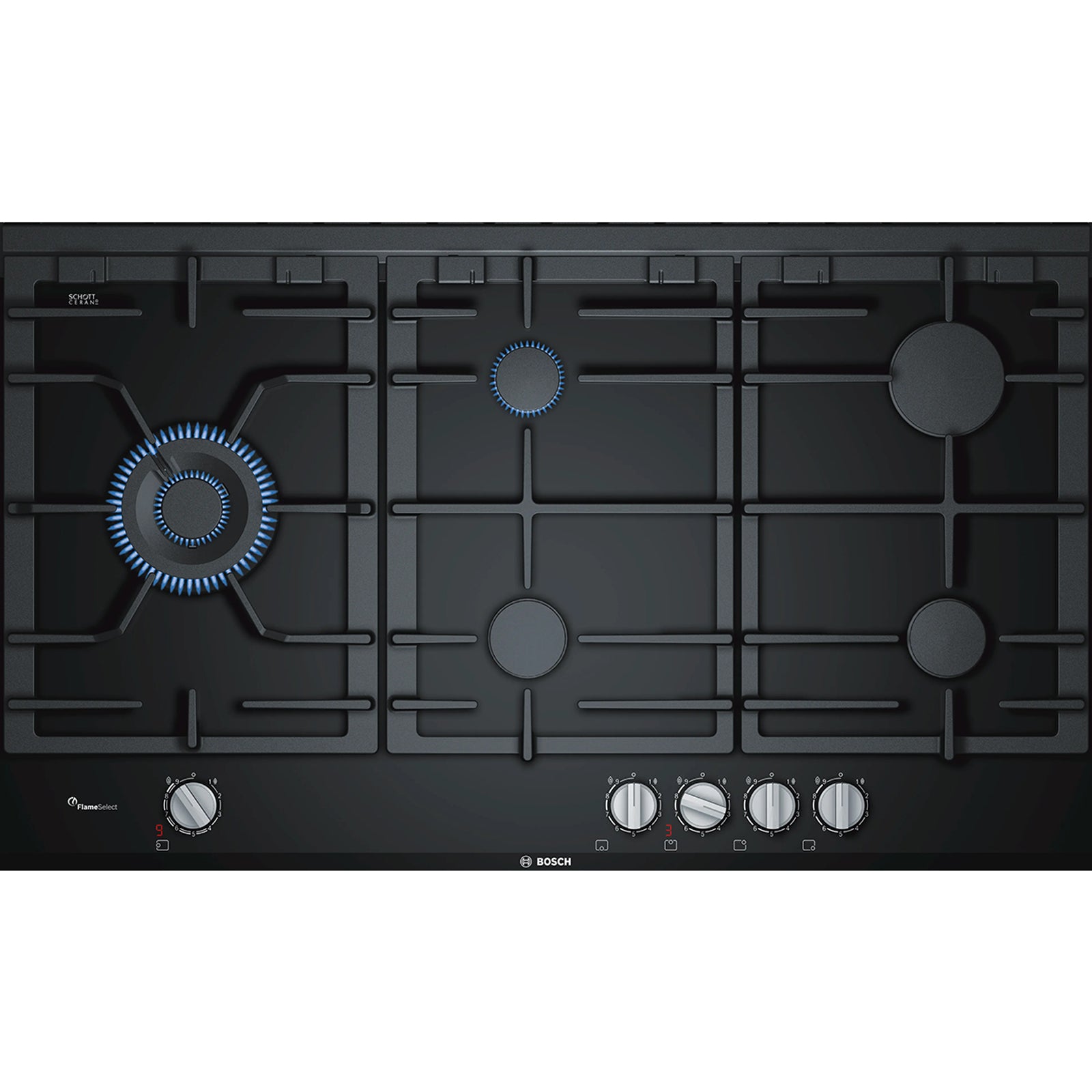 BOSCH Hob 90 Cm 5 Gas Burners Ceramic Black