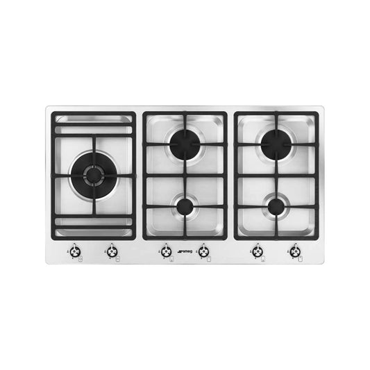 SMEG Hob 90 cm 5 Gas Burners Safety Classica Satin Sainless