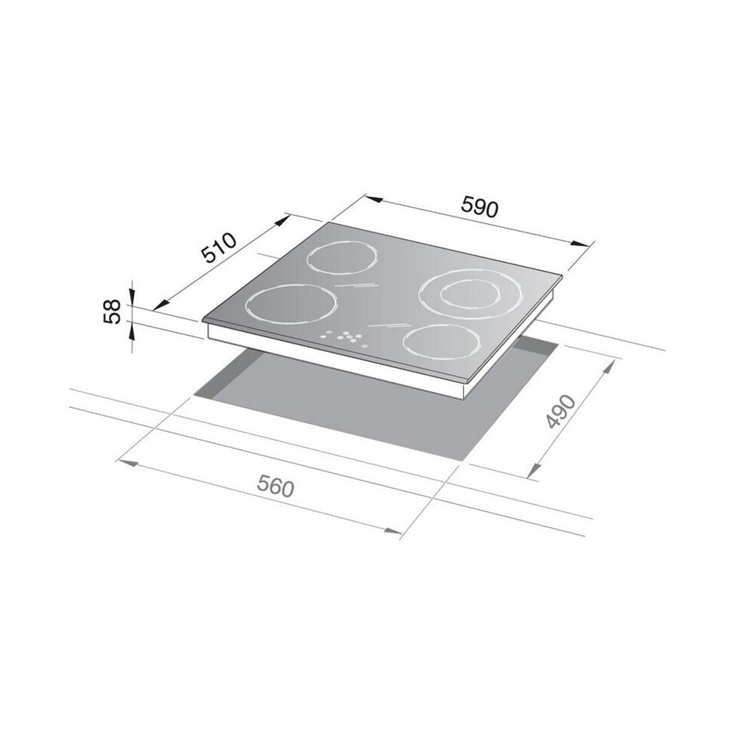 DELONGHI Hob 60 cm Electric Vitroceramic Black