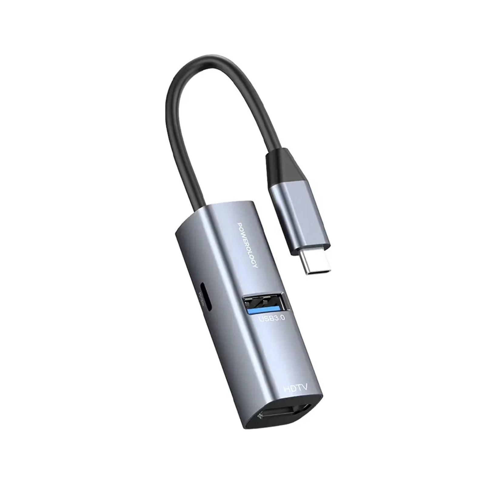 Powerology Hub 4K HDMI USB 3.0  Type C cable - Black POWEROLOGY