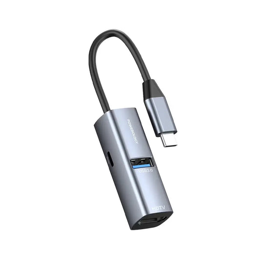Powerology Hub 4K HDMI USB 3.0  Type C cable - Black POWEROLOGY