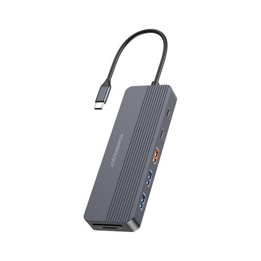Powerology PD 100W 12-in-1 USB-C Hub 10GBPS - Gray POWEROLOGY
