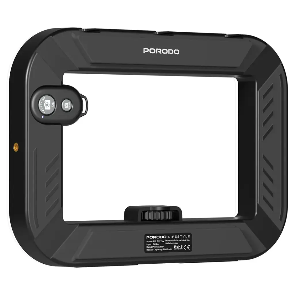 Porodo Lifestyle Vligging Light With Tripod & Shuffer Black