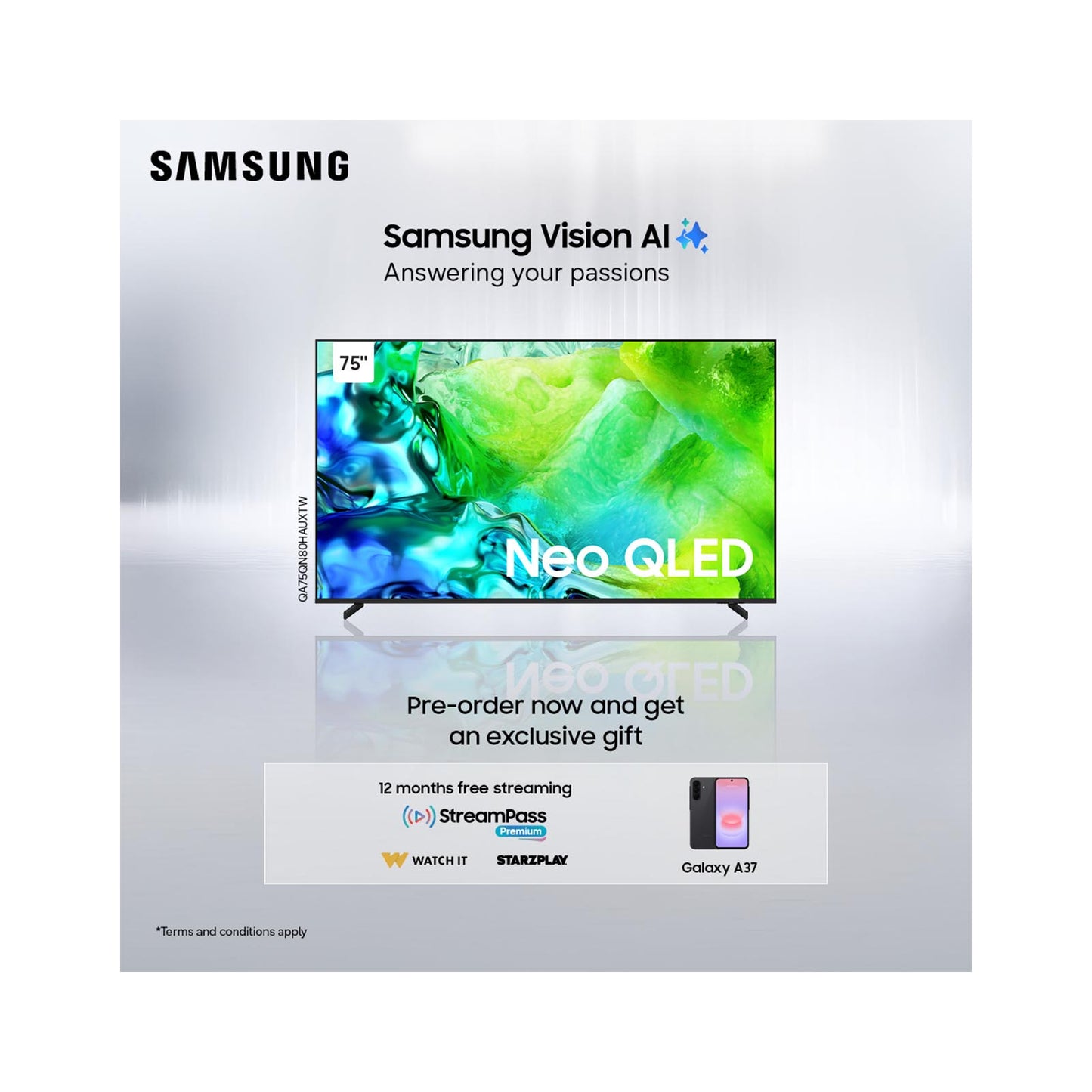 Samsung 75" Neo QLED QN80H 4K TV + A37 SAMSUNG