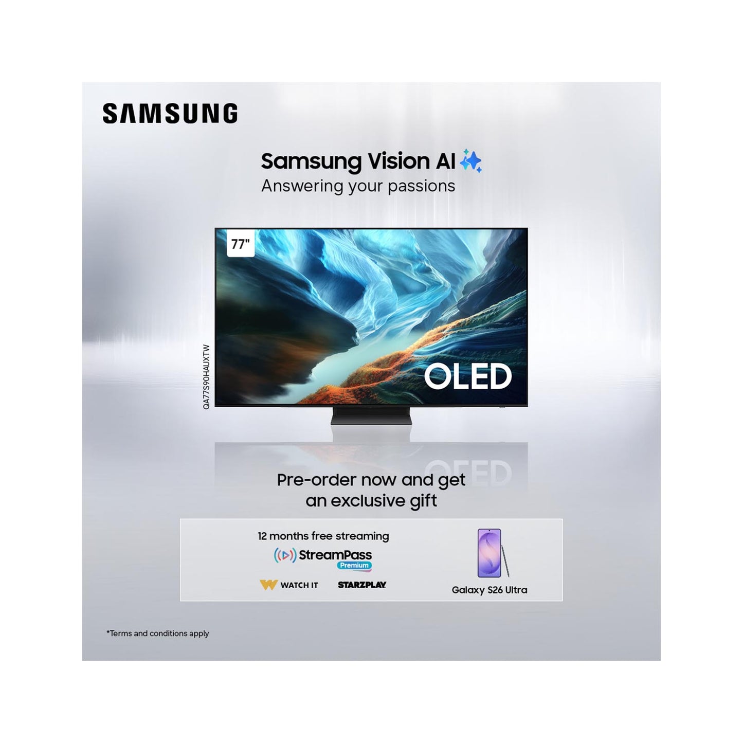 Samsung 77" OLED S90H 4K TV + S26 Ultra SAMSUNG