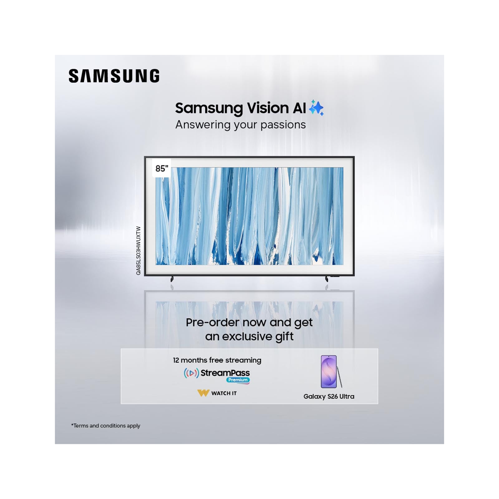 Samsung 85" The Frame Pro LS03H 4K TV + S26 Ultra