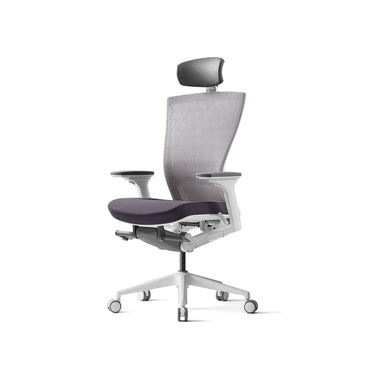 Radius High Mesh Back Chair+Adjustable Arms White/ Grey Seat