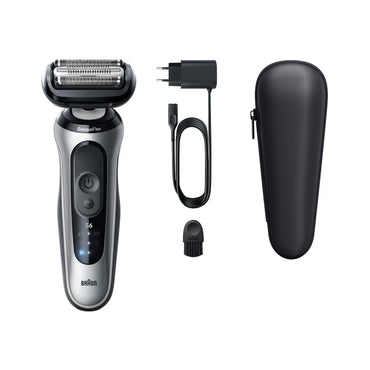 Braun Shaver Wet & Dry shaver with travel case, silver
