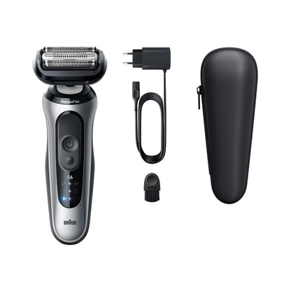 Braun Shaver Wet & Dry shaver with travel case, silver