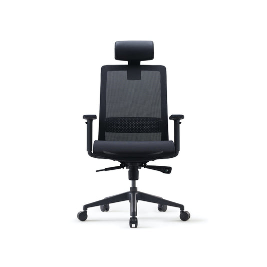 S35 High Back Chair + Adjustable Arms Black With Black Mesh