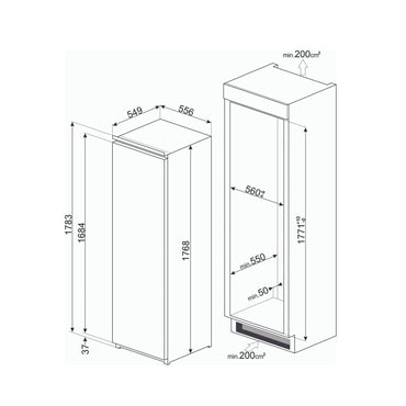 Smeg Refrigerator Built in 311 Litre White
