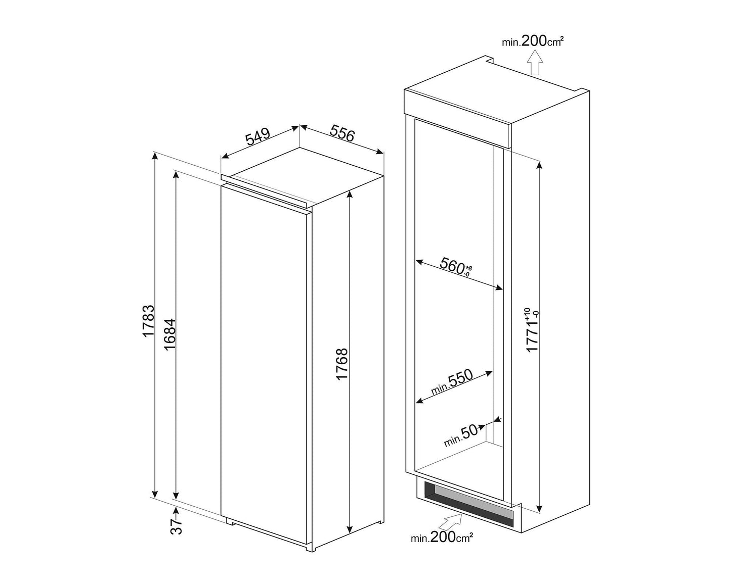 Smeg Full Fridge Built-in 60 cm