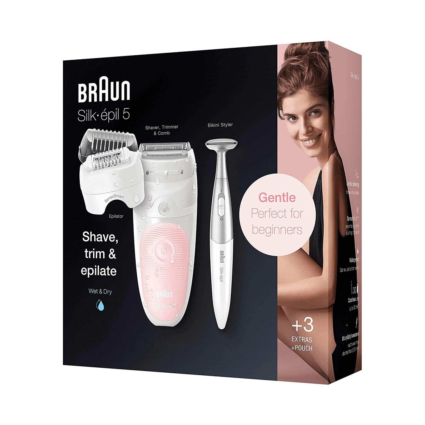 Braun Silk-épil Wet & Dry epilator with 3 extras incl. bikin