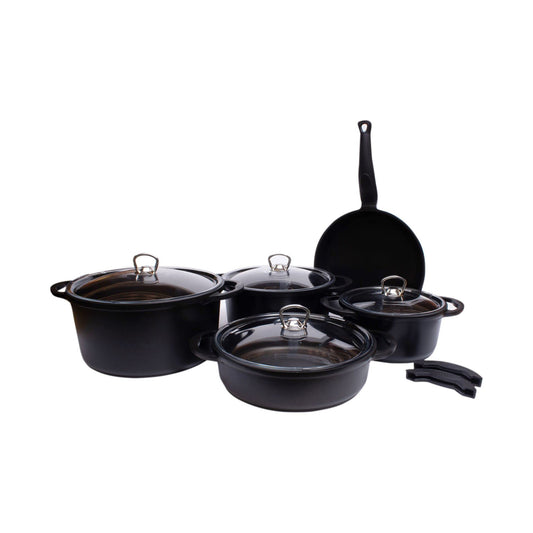 Falez Nova Cast Premium Set Black 9 Pcs S Type Glass Lid