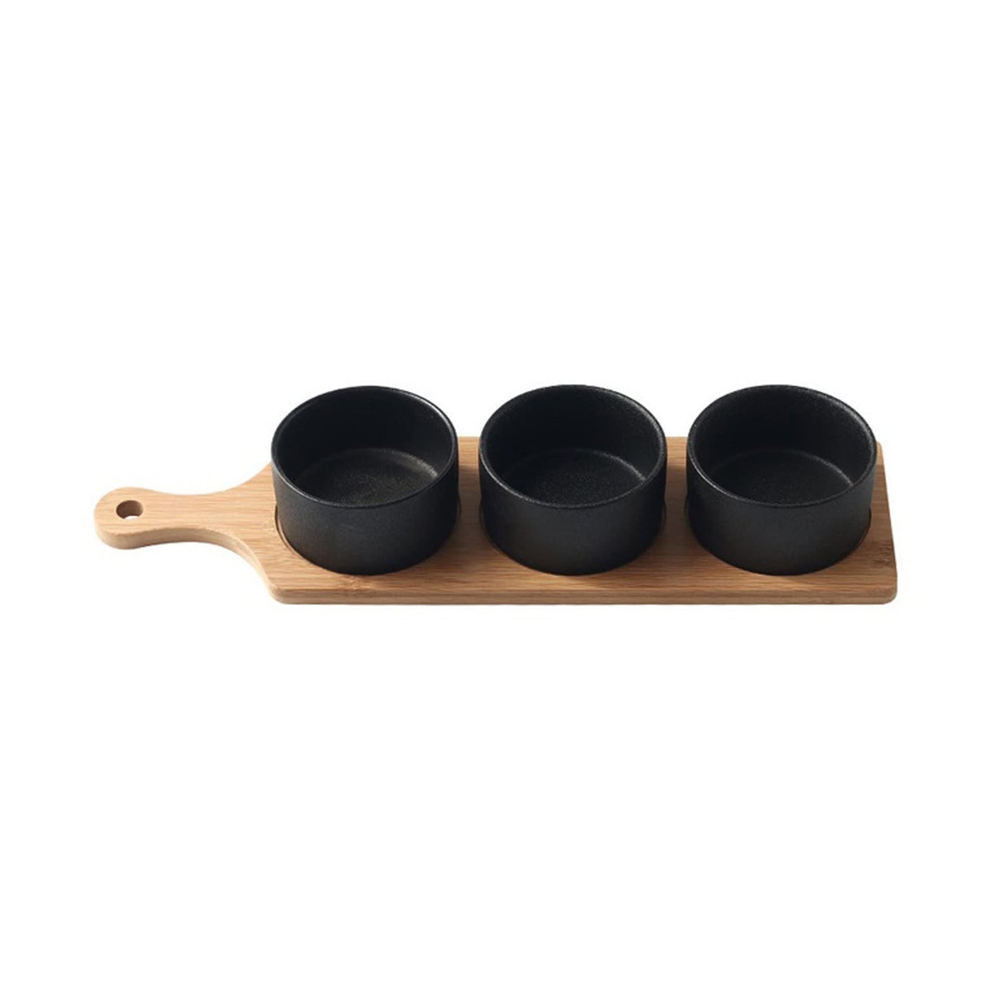 BlACK Ceramic bowl bamboo wood Tray