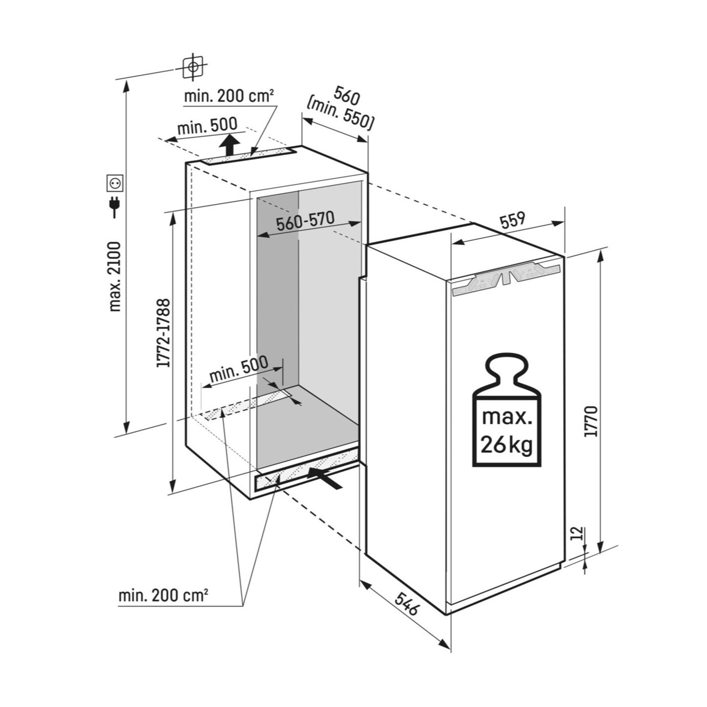 LIEBHERE 12 Cft Freezer 1 Door Built-in White