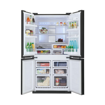 SHARP* Refrigerator 4 Doors 26CF Black Glass Supreme