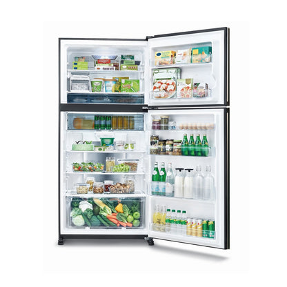 SHARP* Refrigerator Top Mount 29CF Inverter Glass Black(BU)