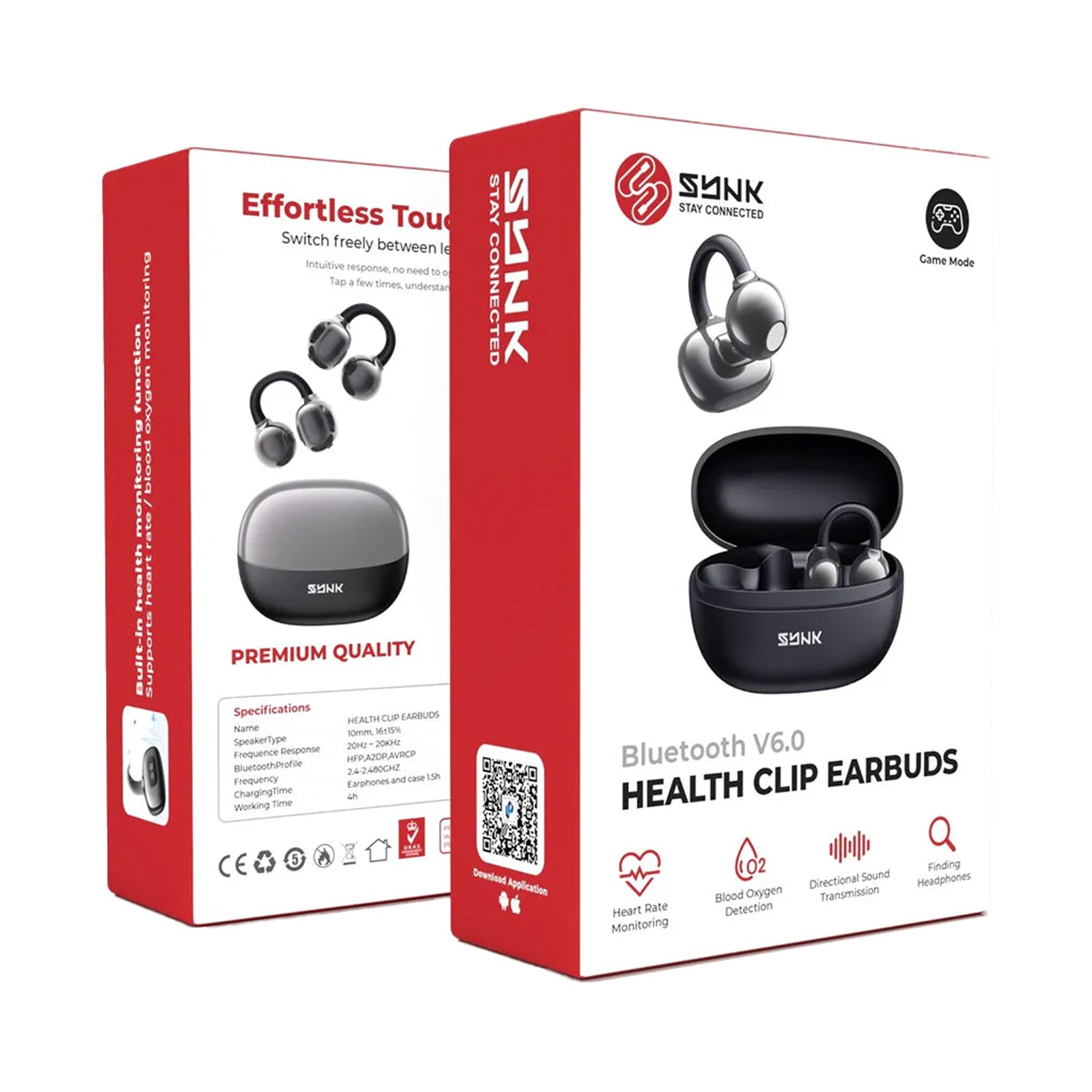SYNK Health Clip Earbuds - Black