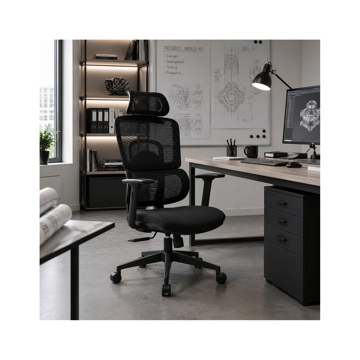 Skrappa Black Office Chair, Minimalist Design CHN