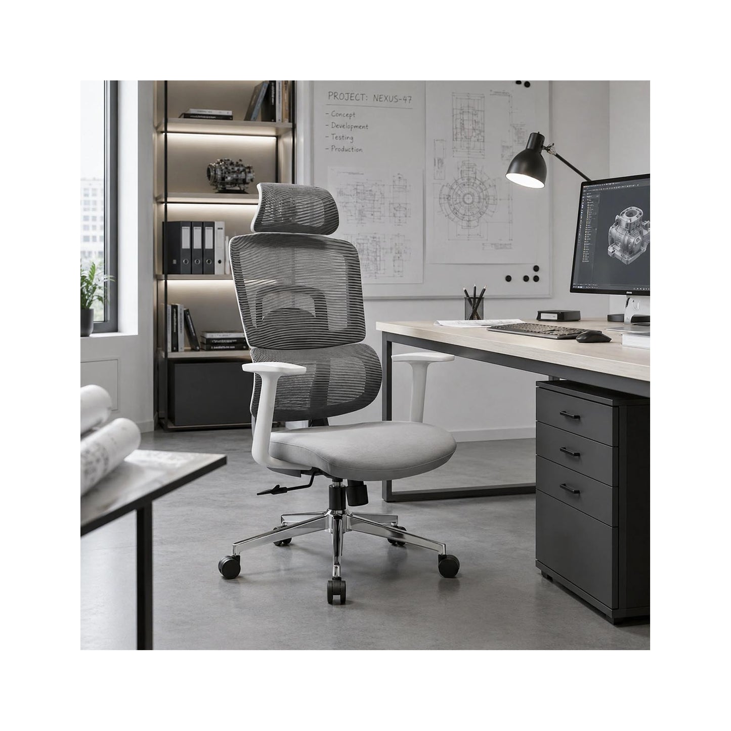 Skrappa Grey Office Chair, Minimalist Design CHN