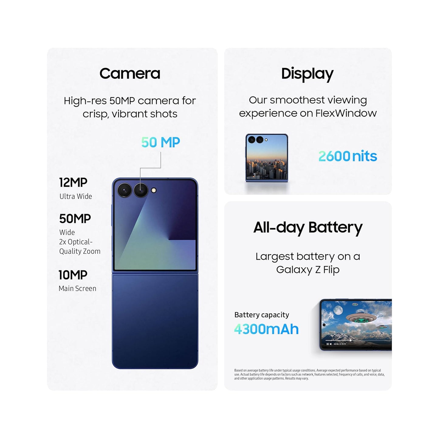 Samsung Galaxy Z Flip 7 - 12GB- 256GB Storage - Blue Shadow