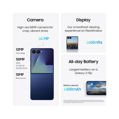 Samsung Galaxy Z Flip 7 - 12GB- 512GB Storage - Blue Shadow