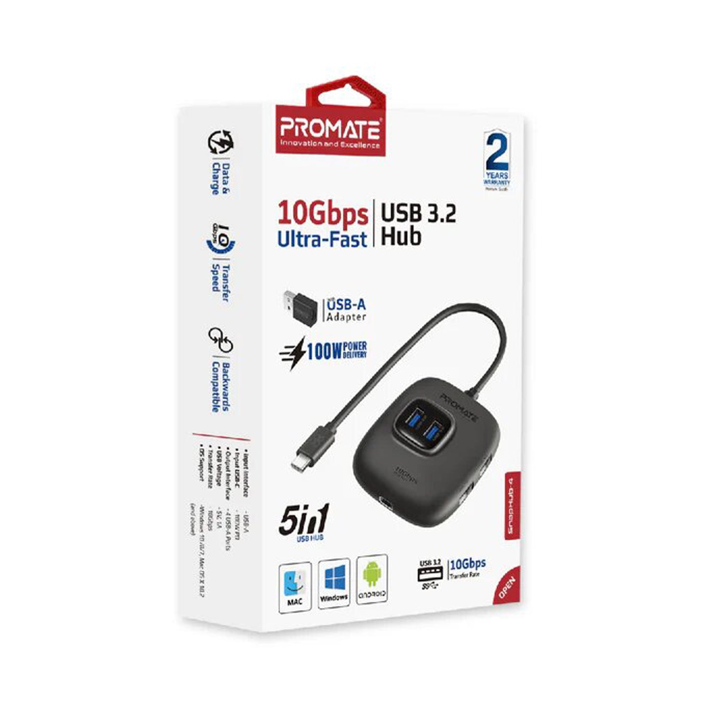 PROMATE 10Gbps Ultra Fast USB 3.2 Hub