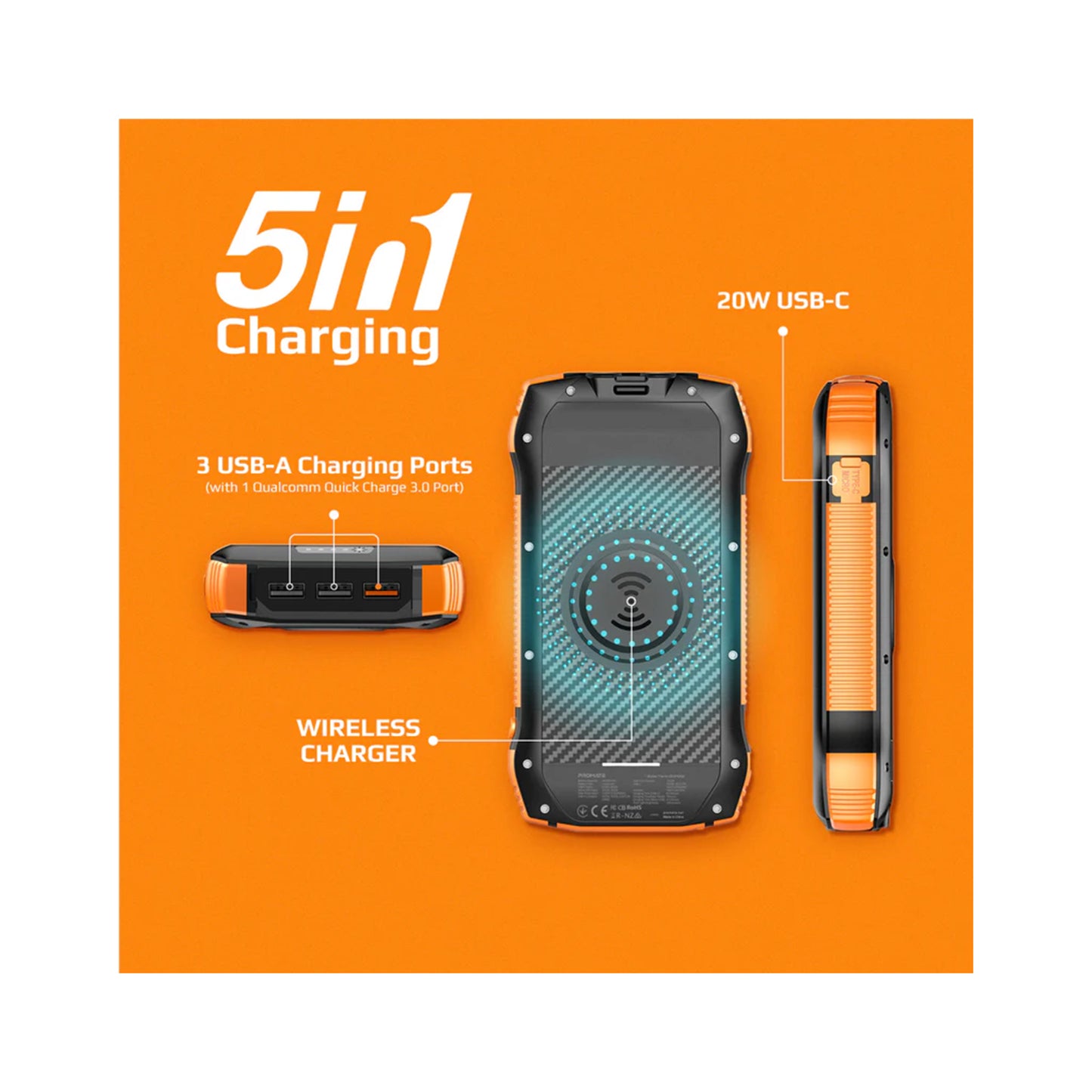 20000mAh EcoLight™ Solar Power Bank with Built-in USB-C