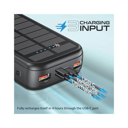 20000mAh EcoLight™ Solar Power Bank with Built-in USB-C PROMATE