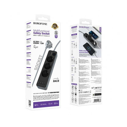 BOROFONE Multifunctional Safety 3 x Socket-USB-C + USB-A