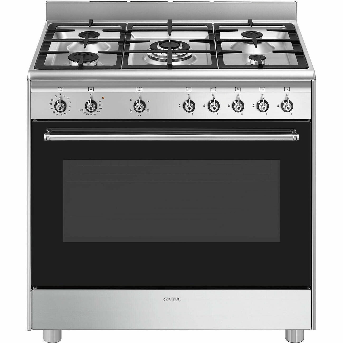Smeg Classic Cooker 90 cm Gas/Gas Inox w/Black Door